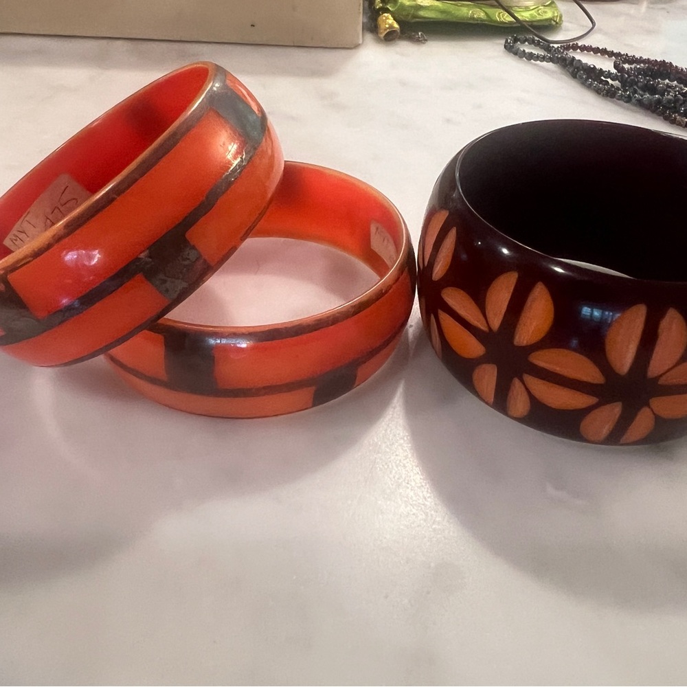 Orange and Brown Vintage Bangle Set